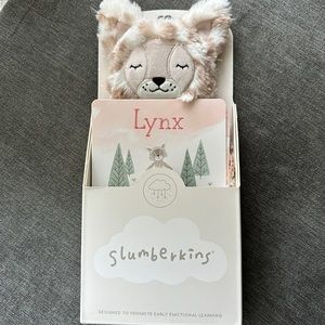 Slumberkins Lynx Snuggler in Ivory with Book & Affirmation Card